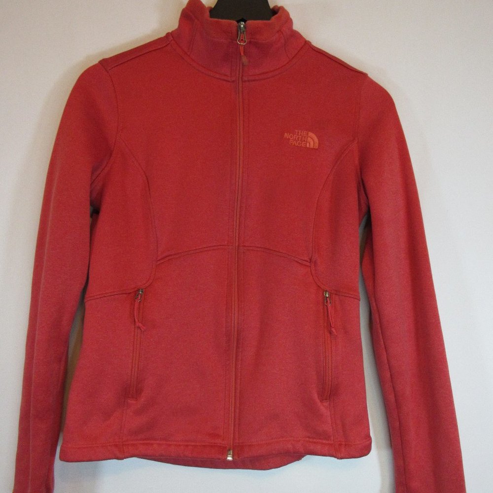 The North Face Red Orange Zip Up Fleece Jacket Top